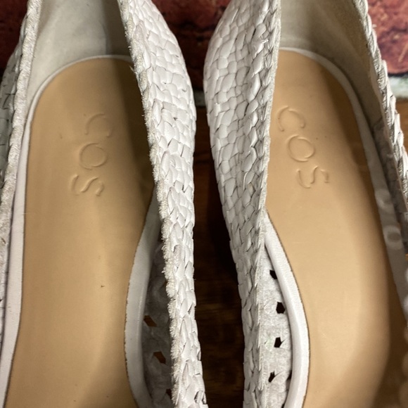 COS Braided White Leather Shoes with Block Funky Heels Size 9 - Picture 10 of 15